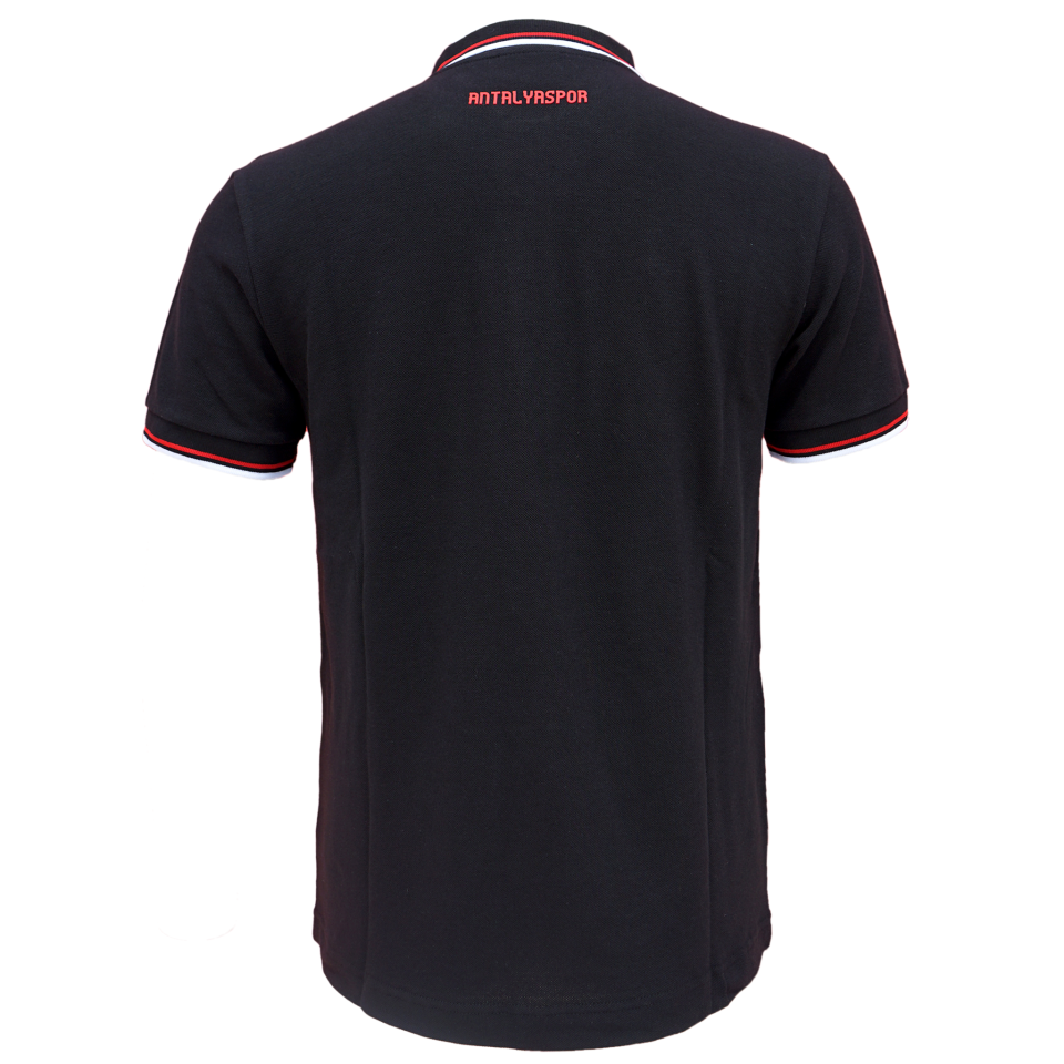 ANTALYASPOR YAKA BİYELİ SİLİKON LOGO POLO YAKA TSHİRT M - Siyah