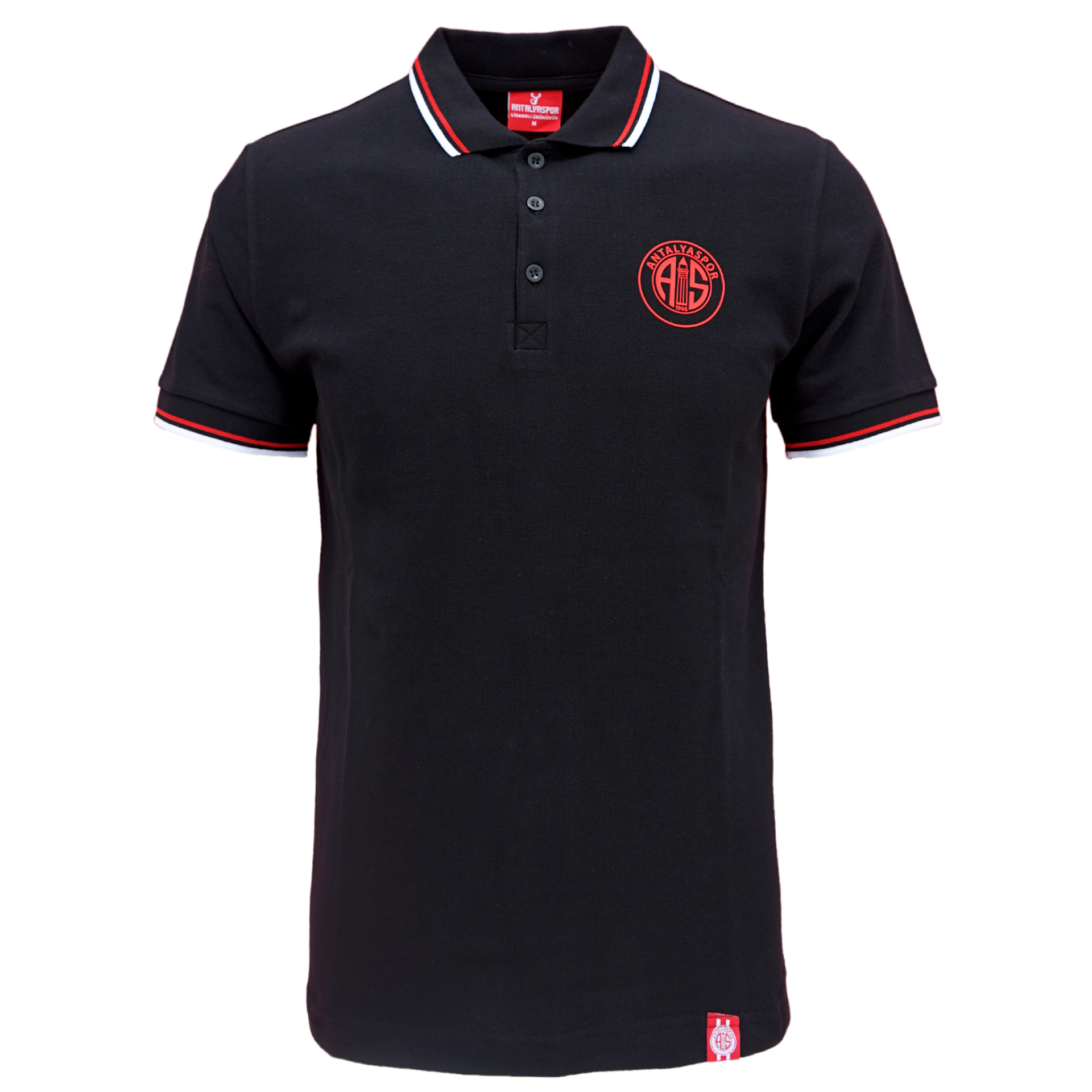 ANTALYASPOR YAKA BİYELİ SİLİKON LOGO POLO YAKA TSHİRT XL - Siyah