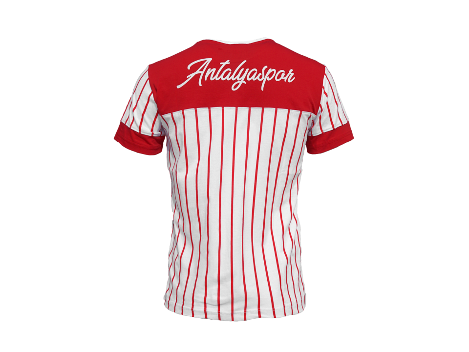 ANTALYASPOR SIRTI YAZILI ÇİZGİLİ   TSHİRT M - BEYAZ KIRMIZI