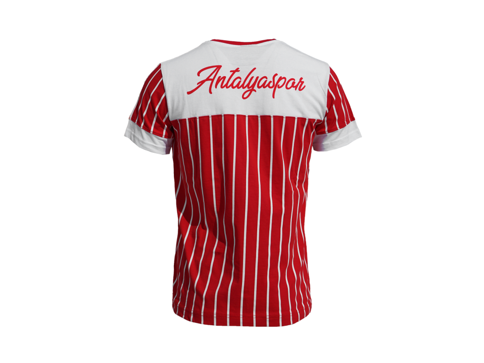ANTALYASPOR SIRTI YAZILI ÇİZGİLİ   TSHİRT M - BEYAZ KIRMIZI