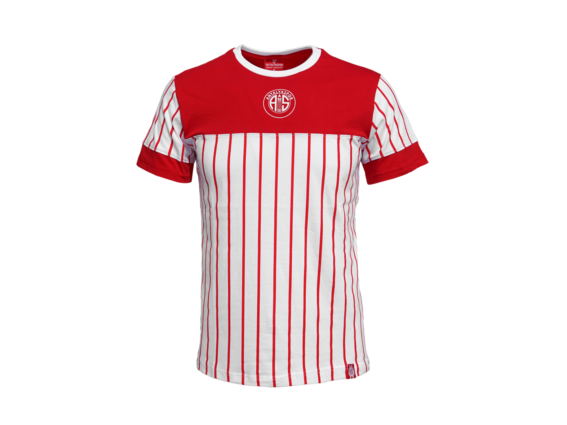 ANTALYASPOR SIRTI YAZILI ÇİZGİLİ   TSHİRT M - BEYAZ KIRMIZI