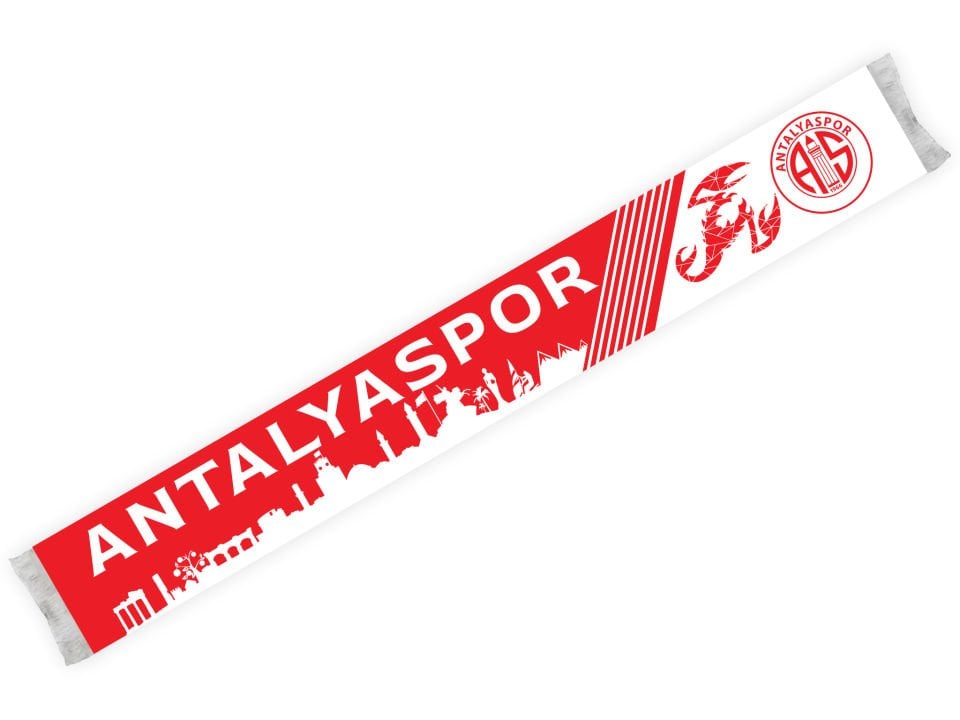 ANTALYASPOR ŞAL ATKI  YAZI SİLÜET ÇAPRAZ ÇİZGİ