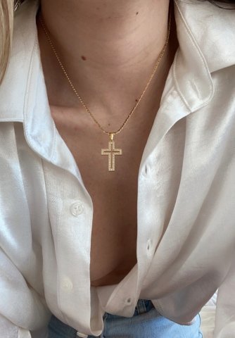 Sunbelle Men's Necklace with Big cross pendant - Gold | Gembox
