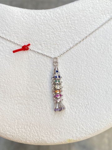 925 Silver | 3D Movable Colorful Gemstone Fish Necklace (Luck & Prosperity)