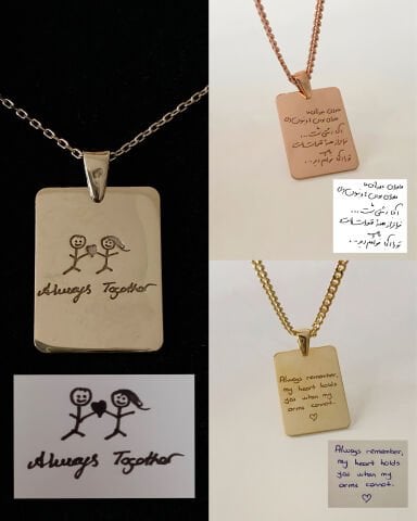 925 Gümüş | Unisex Kendi El Yazın ile İstediğini Yazdır Plaka Kolye
