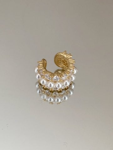 925 Gümüş | Taşlı İncili Ear Cuff