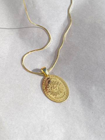 925 Gümüş | Unisex Güneş Madalyon Kolye