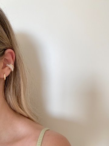 Taşlı İncili Ear Cuff