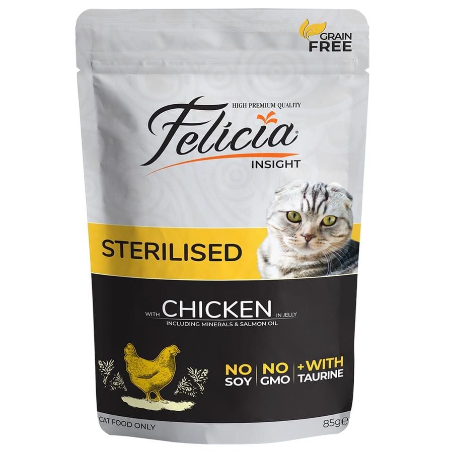 Felicia Tahılsız Tavuklu Sterilised Pouch Kısırlaştırılmış Kedi Yaş Maması 85gr