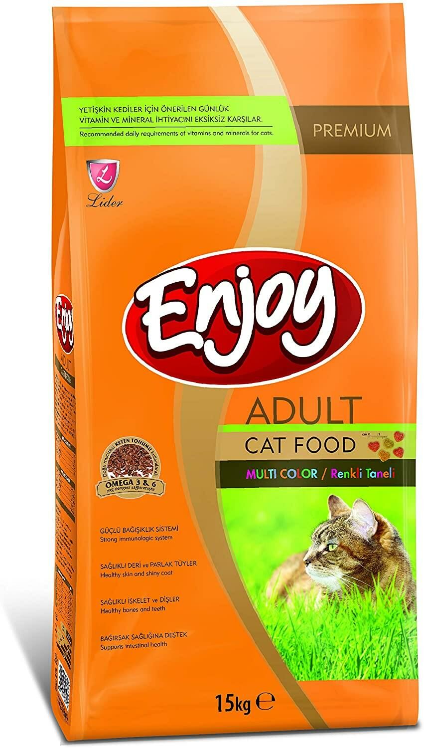 Enjoy Renkli Taneli Tavuklu Yetişkin Kedi Maması 15kg