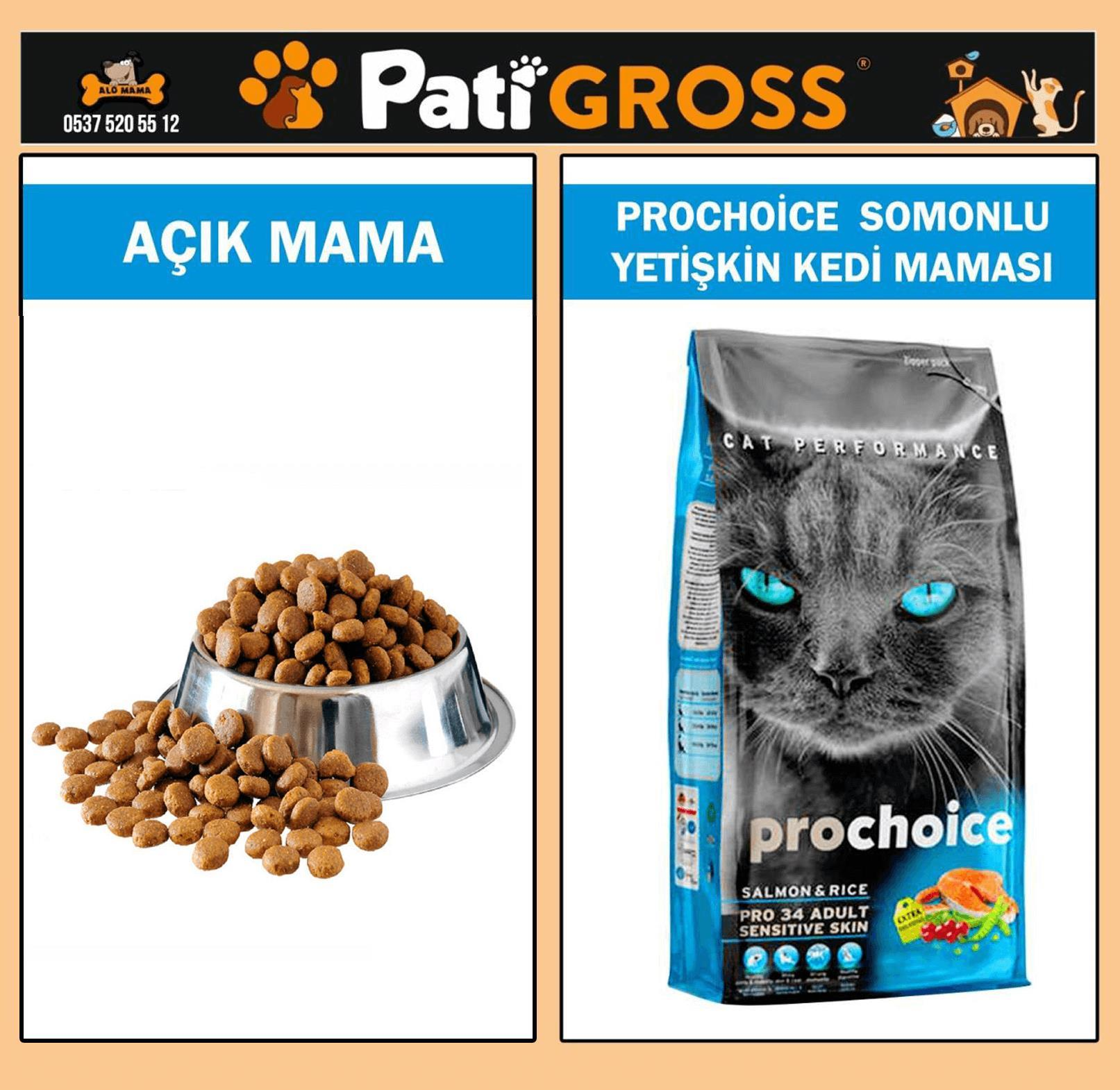 ProChoice Somon Ve Pirinçli Yetişkin Kedi Maması 1kg (AÇIK)