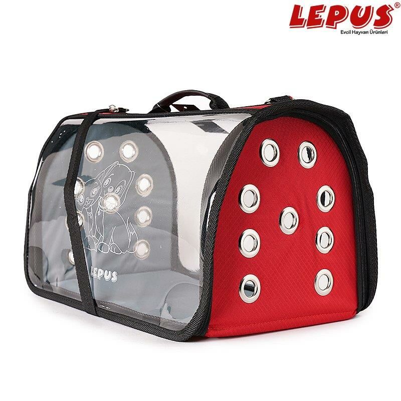 Lepus Şeffaf Fly Bag Kedi Köpek Taşıma Çantası Kırmızı (M)
