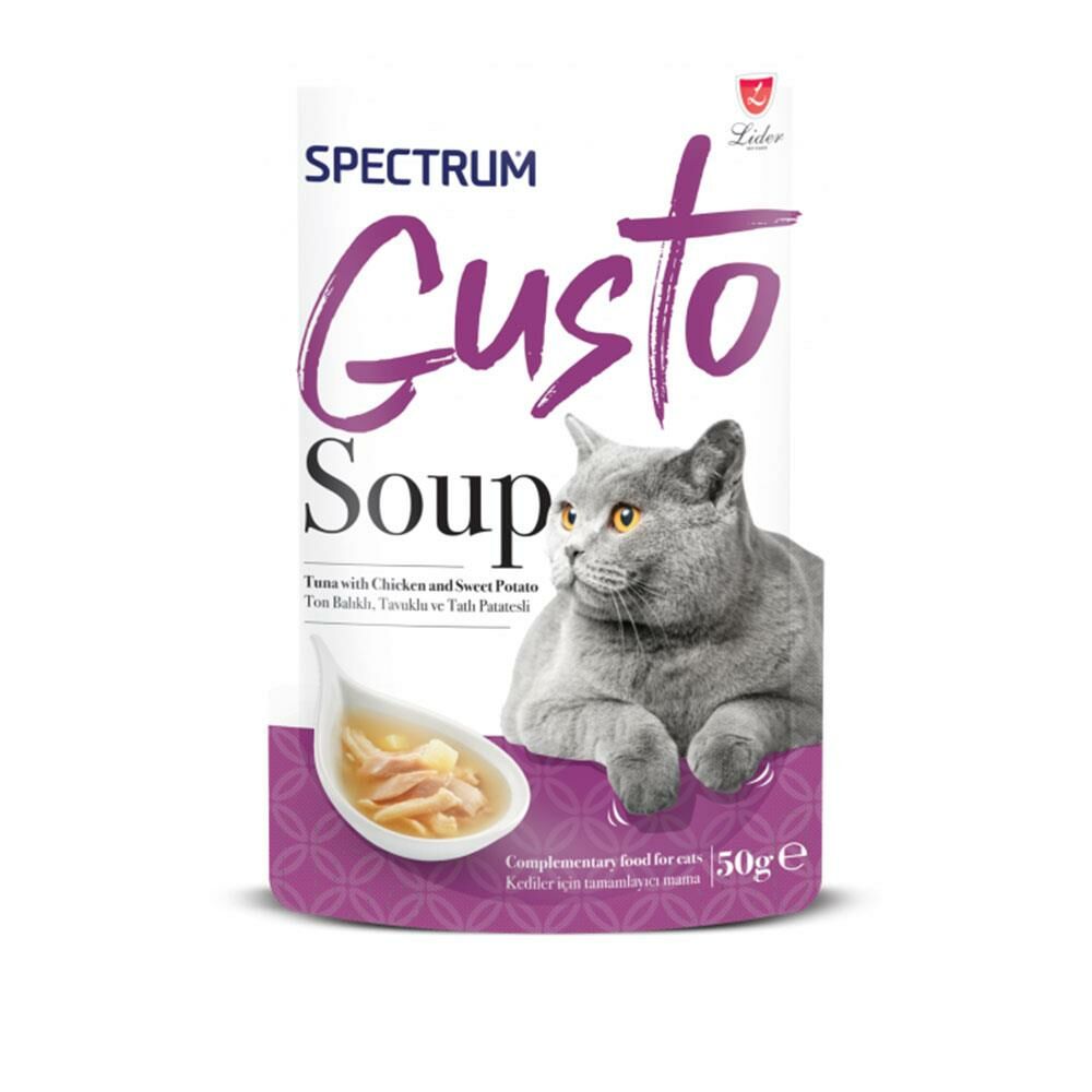 Spectrum Gusto Soup Ton Balıklı Tavuklu ve Tatlı Patatesli Kedi Çorbası 50gr