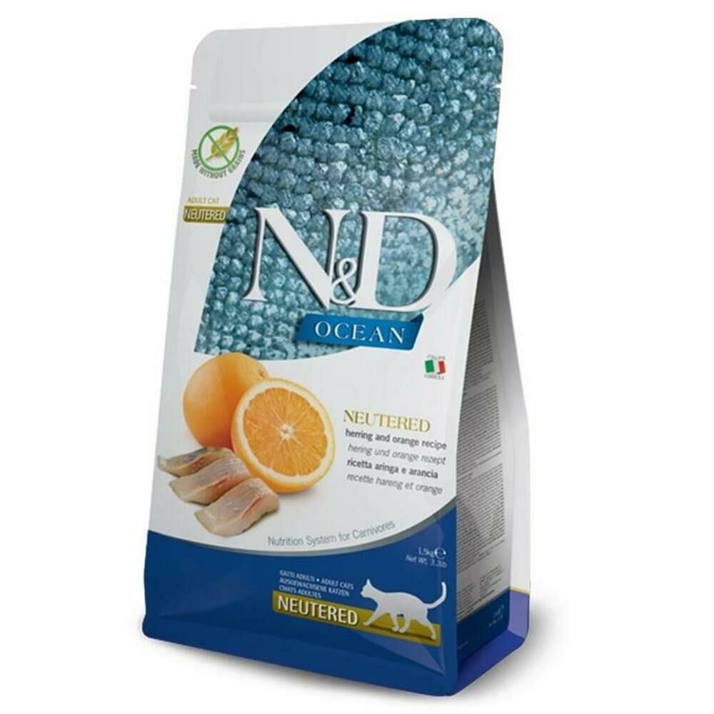 N&D Ocean Tahılsız Ringa Balığı Ve Portakallı Kısırlaştırılmış Kedi Maması 1.5kg