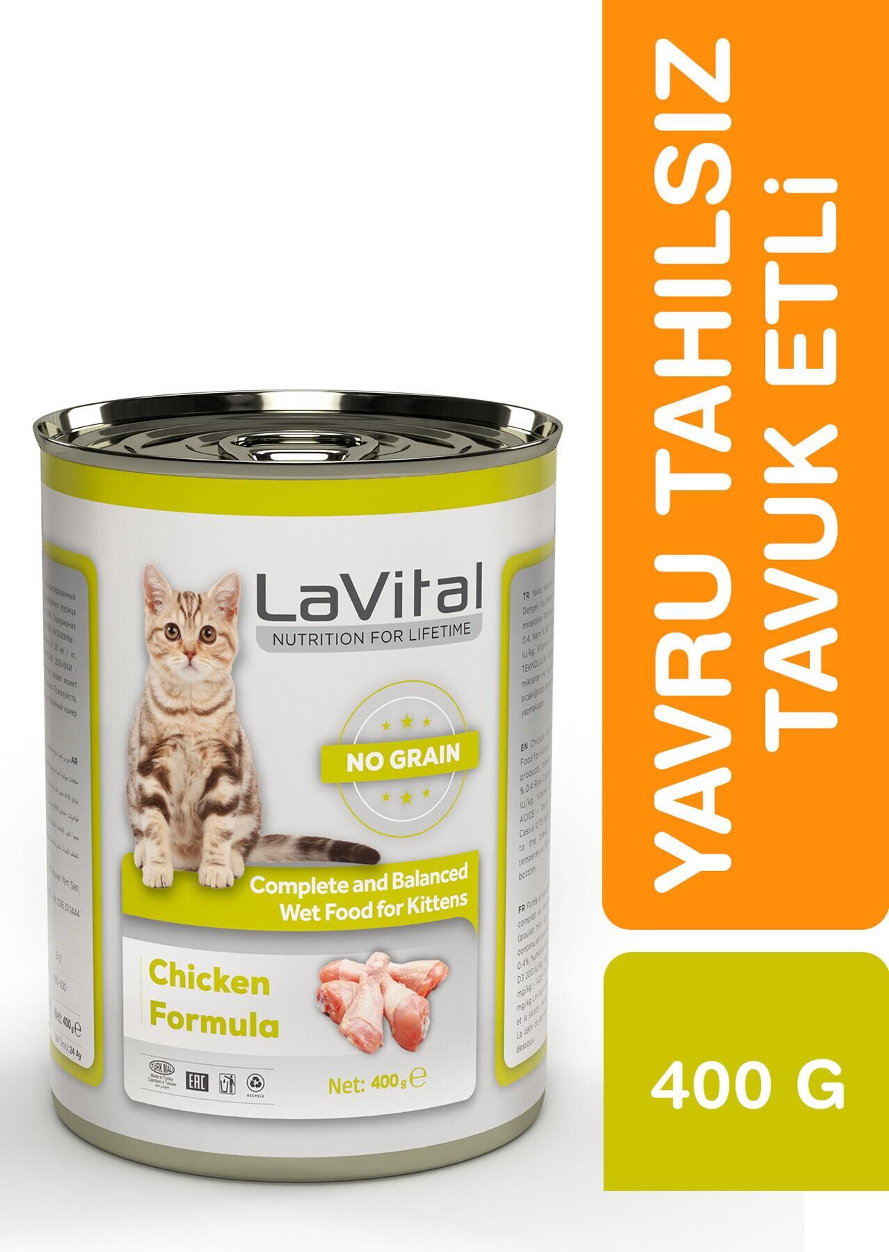 Lavital Kitten Tahılsız Tavuklu Yavru Kedi Konservesi 400gr