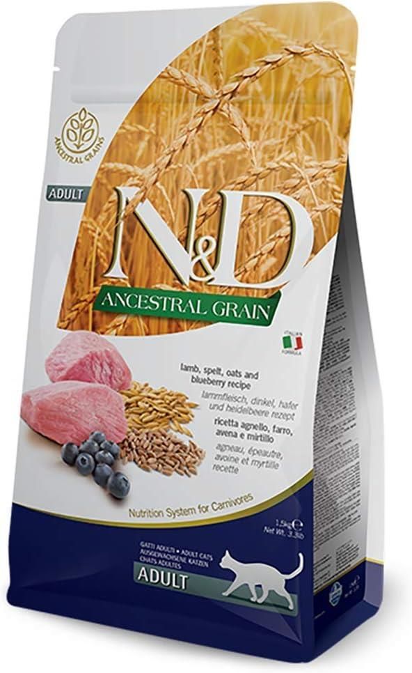 N&D ANCESTRAL GRAIN KUZU, KILÇIKSIZ BUĞDAY, YULAF & YABAN MERSİNİ YETİŞKİN KEDİ 1.5KG