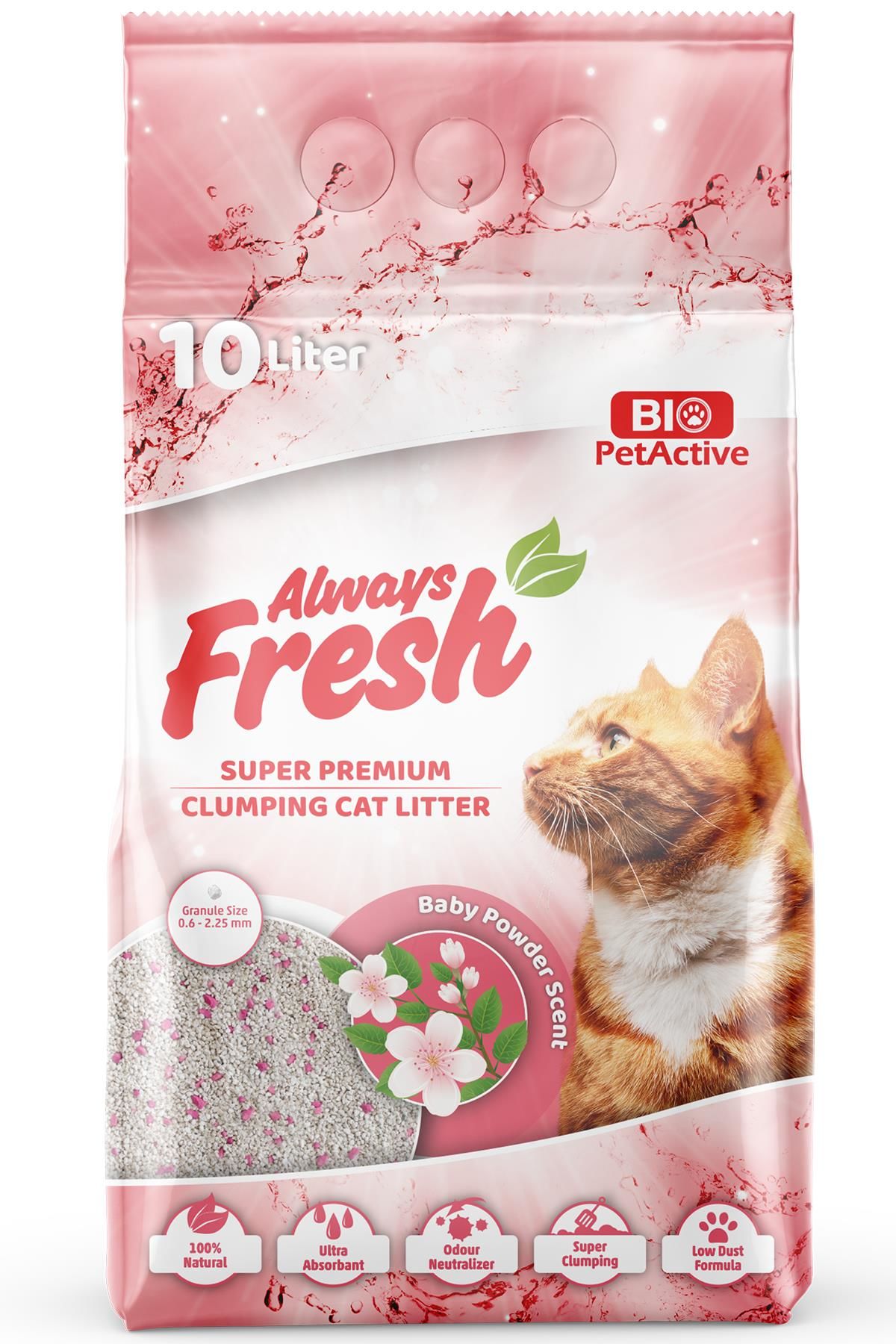 Always Fresh Bebek Pudralı Kokulu Topaklanan Kedi Kumu 10lt