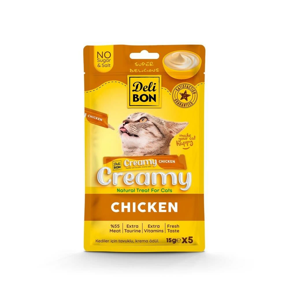 Delibon Creamy Tavuklu Sıvı Kedi Ödül Maması 5x15gr