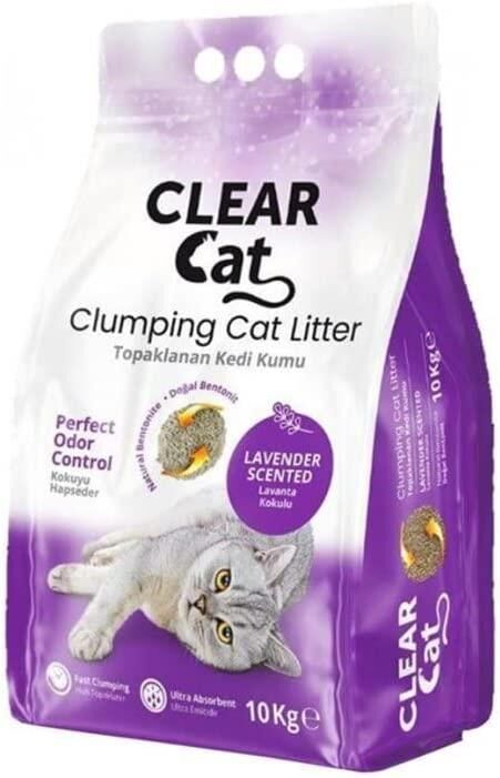 Clear Cat Lavantalı Topaklanan Doğal Bentonit İnce Kedi Kumu 10kg