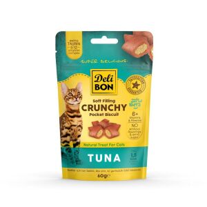 Delibon Crunchy İçi Dolgulu Bisküvi Tunalı Kedi Ödülü 60gr
