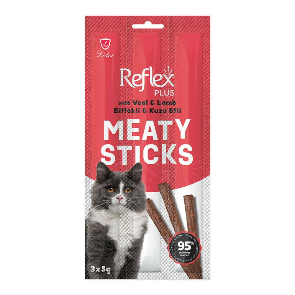 Reflex Plus Stick Biftekli ve Kuzulu Kedi Ödül Çubuğu 3x5gr