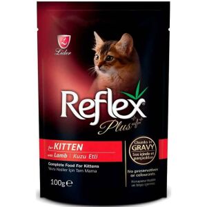 Reflex Plus Pouch Parça Etli Kuzulu Yavru Kedi Yaş Maması 100gr