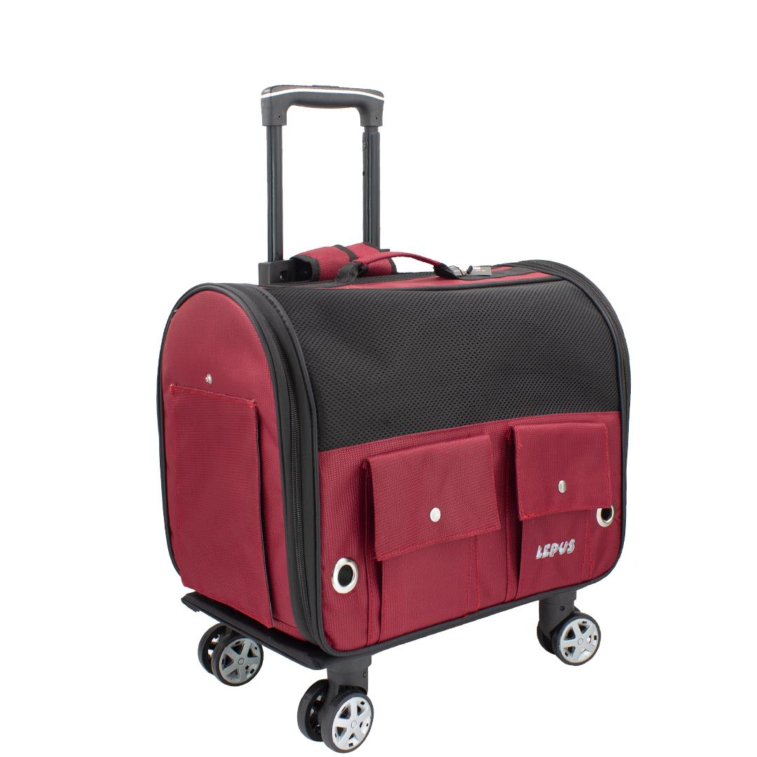 Lepus Travel Bag Kedi ve Köpek Tekerlekli Taşıma Çantası Bordo 34x46x29cm