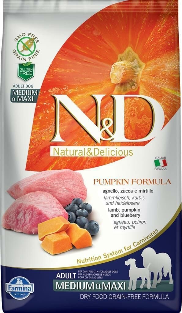 N&D PUMPKIN TAHILSIZ KÖPEK  KUZU & YABANMERSİNİ YETİŞKİN MEDIUM & MAXI 2.5KG