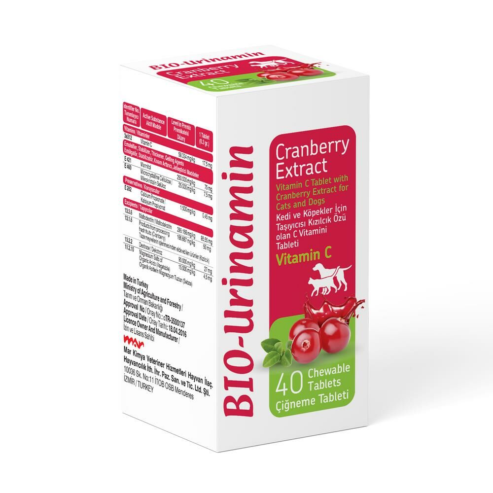 BIO URINAMIN 40 TABLET (KIZILCIK ÖZLÜ C VİTAMİNİ TABLET) 12GR