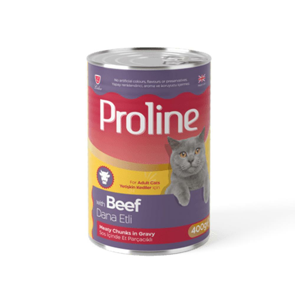 Proline Sos İçinde Et Parçacıklı Dana Etli Yetişkin Kedi Konserve Maması 400gr