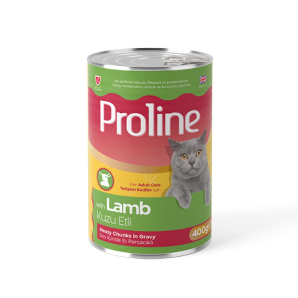 Proline Sos İçinde Et Parçacıklı Kuzu Etli Yetişkin Kedi Konserve Maması 400gr