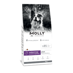 MOLLY KUZULU YABA MERSİNLİ YETİŞKİN MEDİUM LARGE KÖPEK MAMASI 15 KG