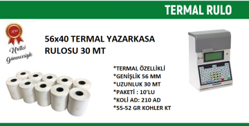 56x40 Termal Rulo 40 Metre 210 Adet 1 Koli | Resan