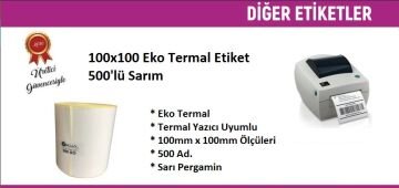 100x100 Eko Termal Etiket 500'lü Sarım  36 Adet 1 Koli | Resan