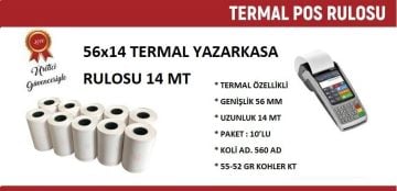 56x14 Termal Rulo 14 Metre 50 Adet | Resan