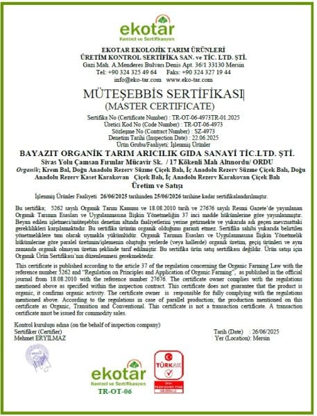 Organik Çiçek Balı Doğu Anadolu 450 gr 2'li Set