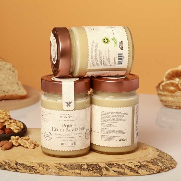 Organik Krem Beyaz Bal 450 Gr 3'lü Set