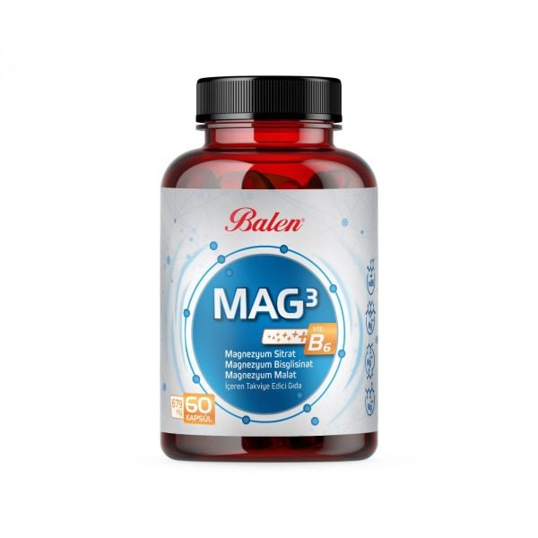 Balen Mag 3 Magnezyum Sitrat & Bisglisanat & Malat 679 Mg 60 Kapsül