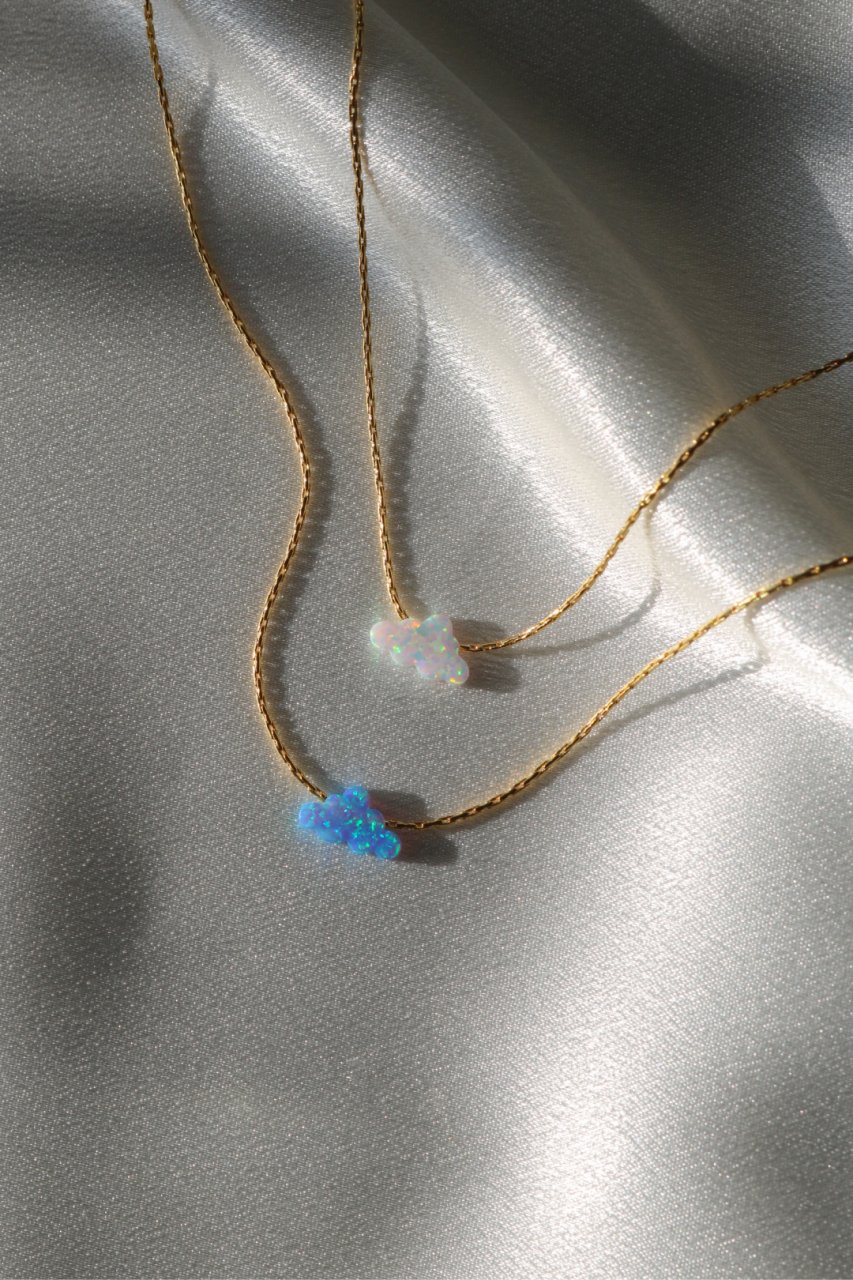 Opal Cloud Necklace Blue Silver Plated