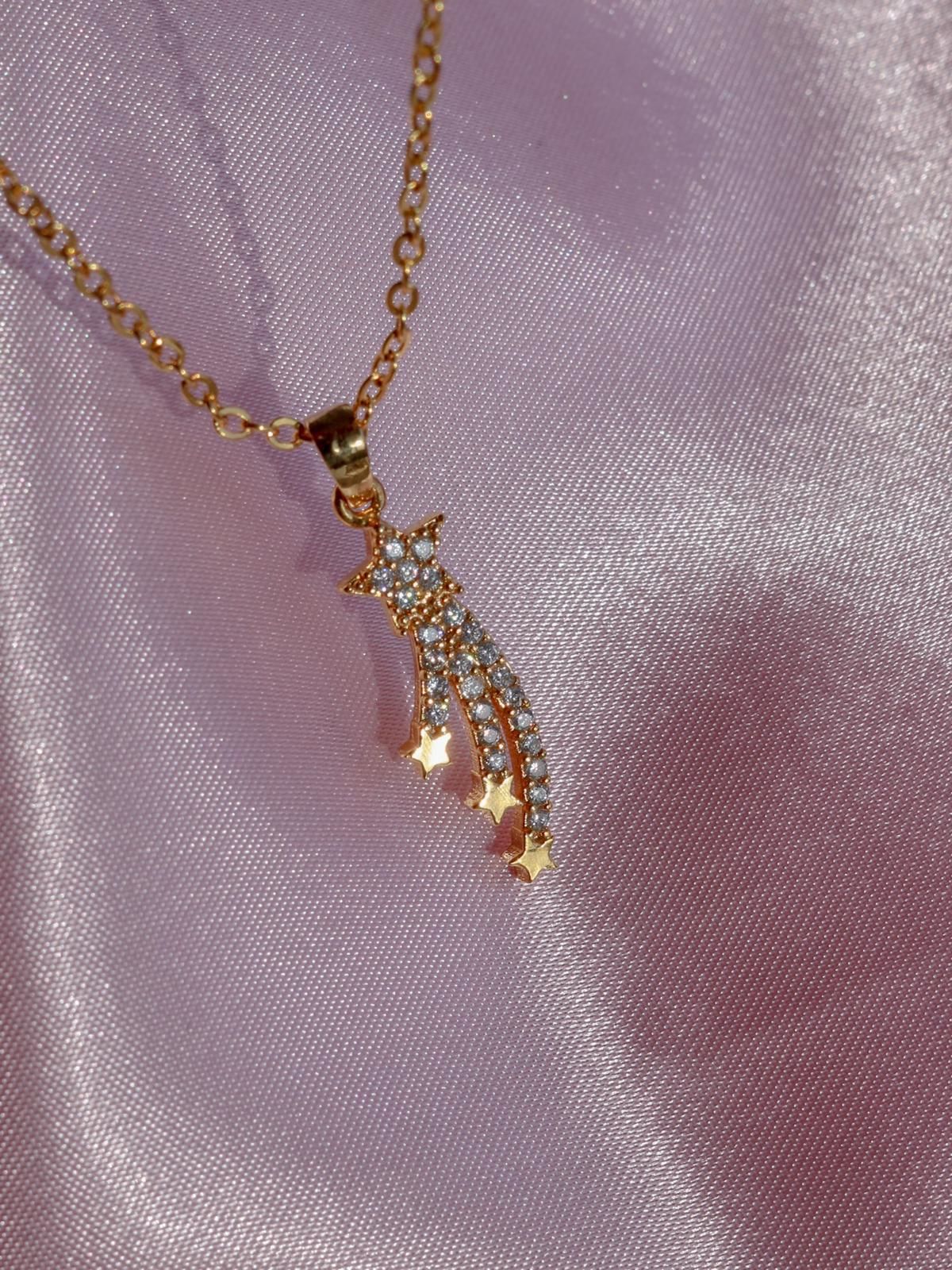 1/6 Carat T.W. Diamond Sterling Silver and 18k Gold Two Tone Shooting Star  Necklace