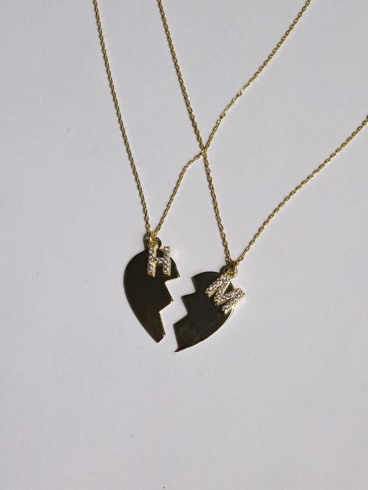 Silver half heart sale necklace for couples