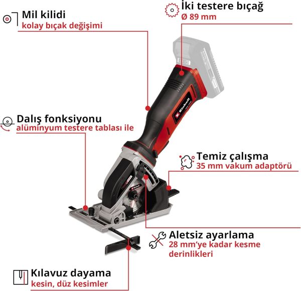 Einhell TE-CS 18/89 Li Akülü Mini Daire Testere