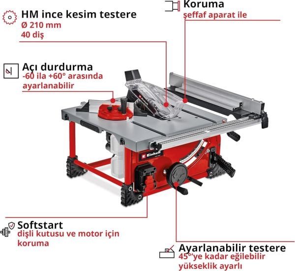 Einhell TE-TS 36/210 Li Akülü Tezgah Testere Solo