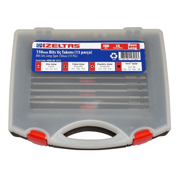 İzeltaş 4850001513 13 Parça 150 mm Uzun Bits Uç Takımı