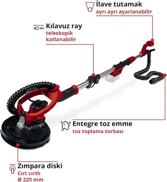 Einhell TP-DW 18/225 Li Akülü Alçıpan ve Duvar Zımparalama Makinesi Solo