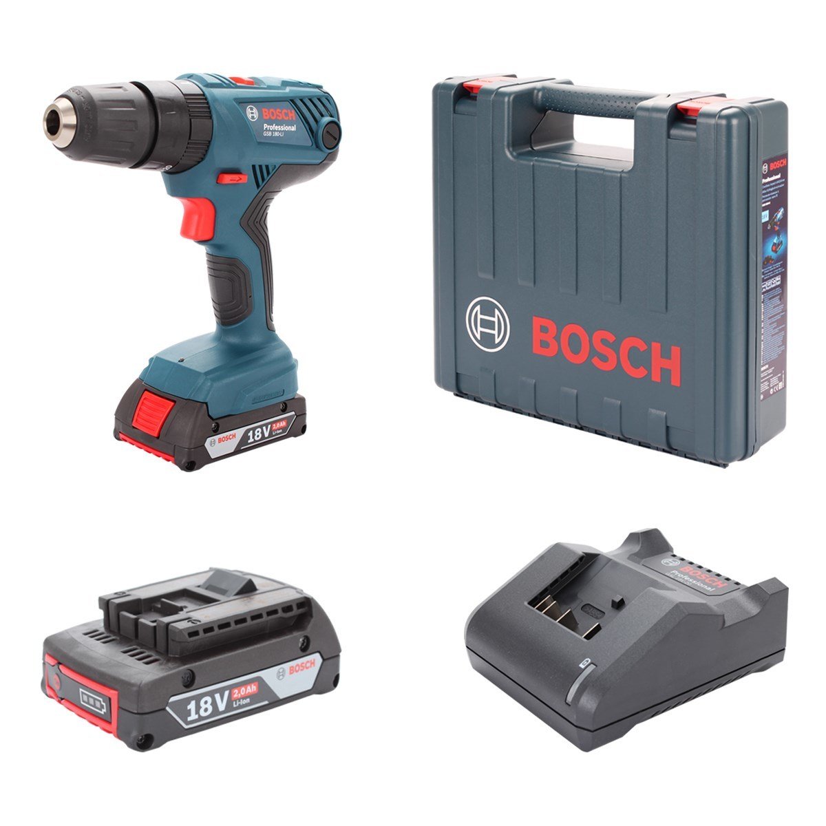 Bosch GSB 180 LI 18 Volt 2.0 Amper Cift Akulu Darbeli Vidalama 06019F8307
