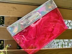 Pink Clutch Large with Gray Shiny Detail