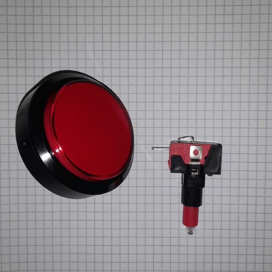 60mm Çap, Düz, Push Button, Kırmızı, Sviç Dahil