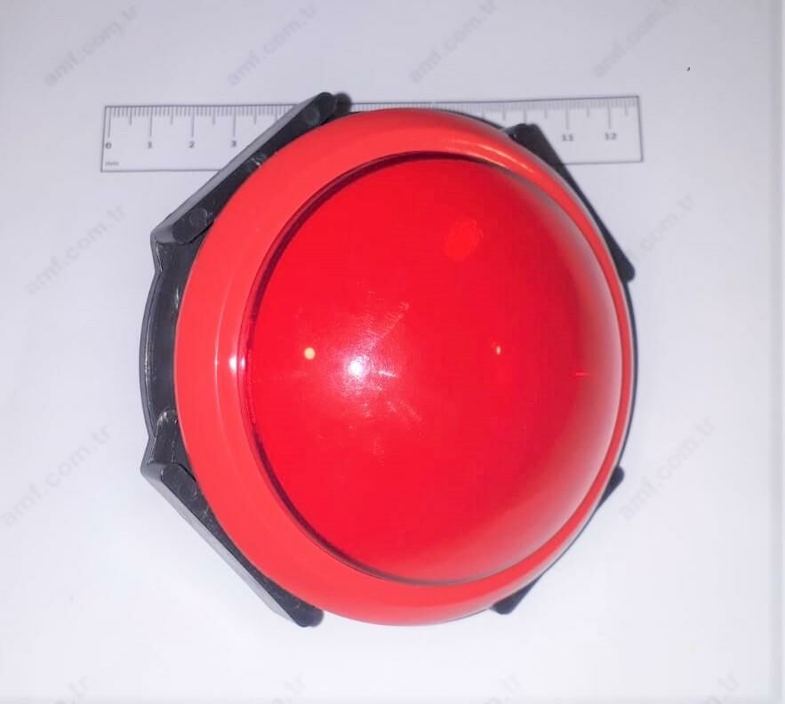 100mm Çap, Kırmızı, Dış Bükey Push Button