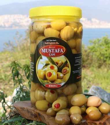 Biberli Yeşil Zeytin - 1 Kg